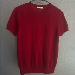THE ROW Cashmere Silk Sweater Tee Crimson Red